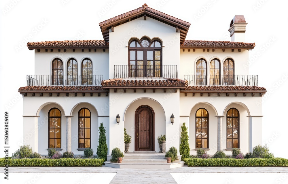 Obraz premium Spacious, two-story Spanish-style home