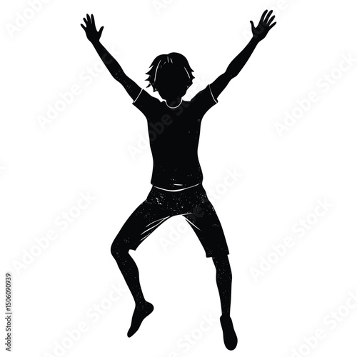 A silhouette of a person practicing jumping