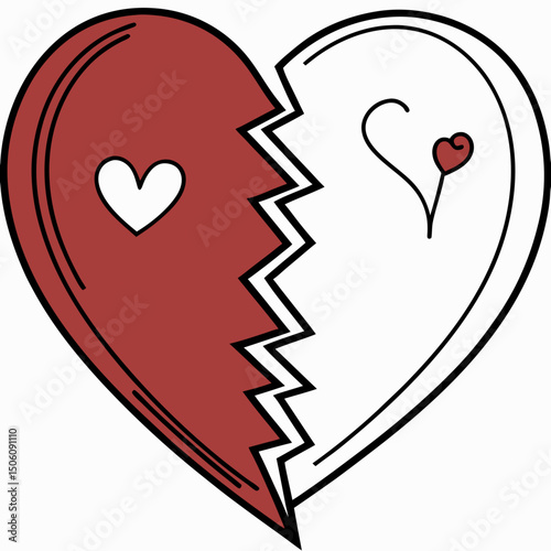 Broken heart illustration for emotional, creative, or therapeutic design projects