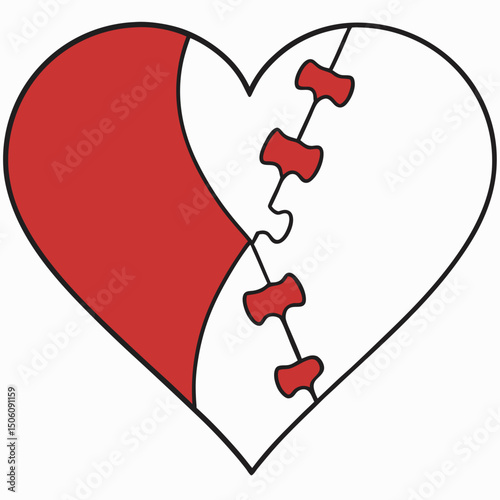 Puzzle piece heart illustration for emotional, therapeutic, or creative design projects