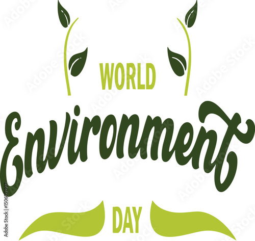 This natural organic food label features a green leaf symbol for eco-friendly design, world environment day typography