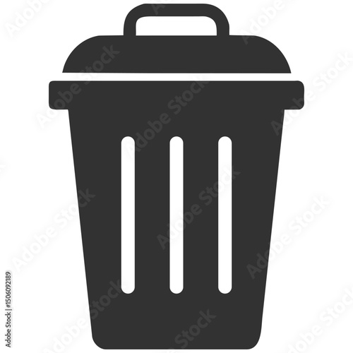 Trash bin and delete icon. Garbage, dustbin, basket, recycle and remove symbol on transparent background