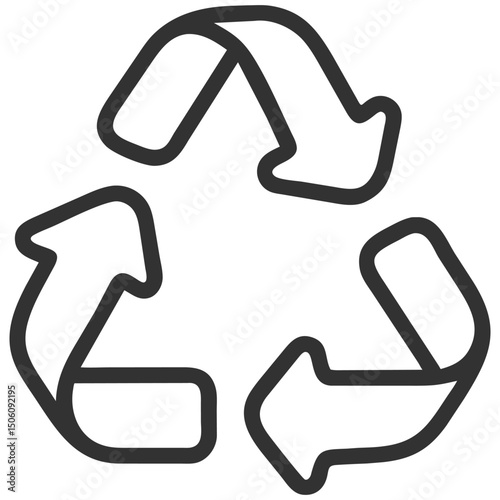 Recycle icon, eco symbol with arrow, leaf, ecology, environmental sign on transparent background