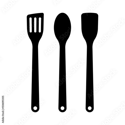 Kitchenware icon. Black silhouette. Front side view. Vector simple flat graphic illustration. Isolated object on white background. Isolate.
