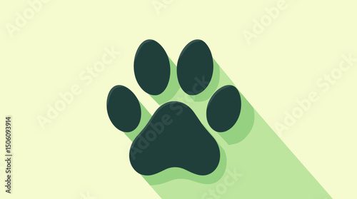 Stylized animal paw print on light background, minimalist design, pet concept, copy space