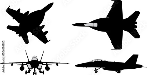 Military fighter jet vector silhouettes