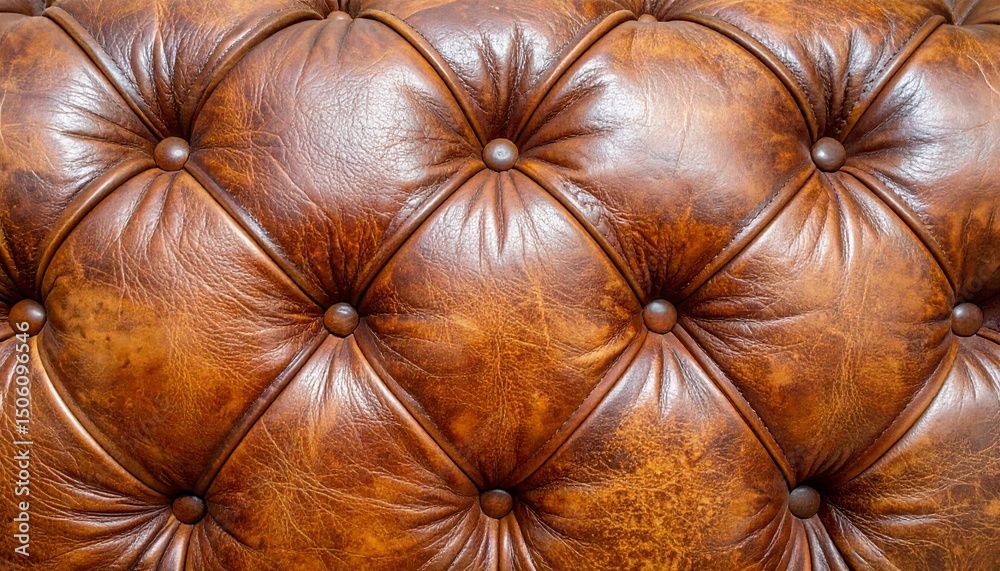 Fototapeta premium textured brown leather upholstery with stitching detail