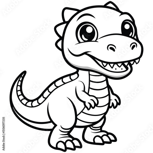 Cute baby dinosaur coloring page