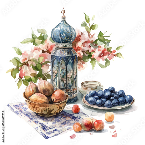 Haft-Mewa, watercolor vector, high quality, isolated on a white background.