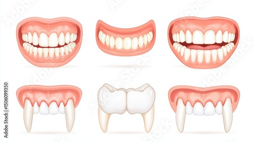 Wallpaper Mural Realistic Vector Illustrations of Human Teeth and Mouth Expressions for Dental Concepts and Education Torontodigital.ca