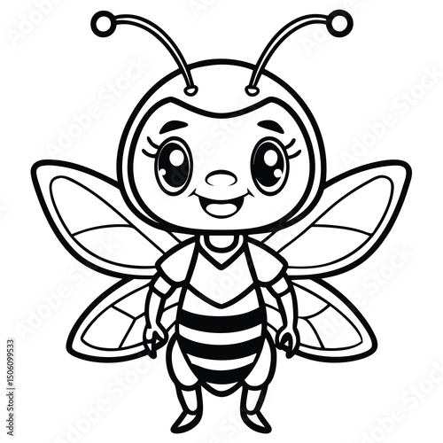 Cute bee coloring page