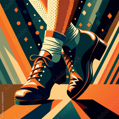 Dynamic dancing feet in stylish shoes showcasing rhythm and movement at a vibrant event Generative AI