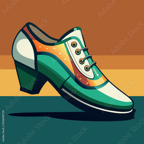 Colorful vintage shoe design with artistic stripes and details showcasing unique styling and design elements Generative AI