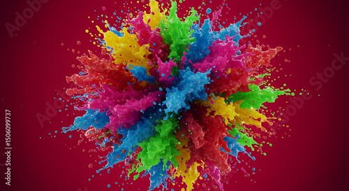 Vibrant Rainbow Ink Splatter Explosion Abstract Colorful Background Image