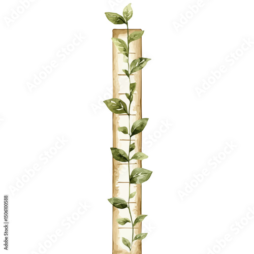 watercolor of Growth Chart On Wall, vector high quality, isolated on a white background.