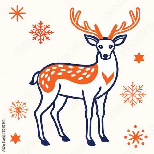 christmas reindeer with red ribbon