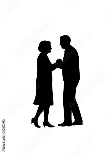 Wallpaper Mural Silhouettes of elderly people holding hands in a romantic gesture   Torontodigital.ca