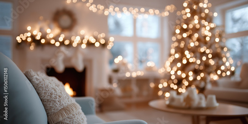 christmas decorated living room photo