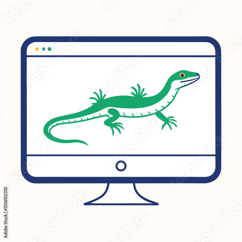 lizard on a green background