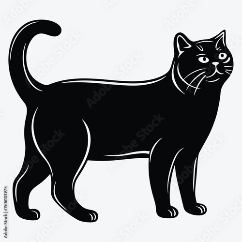 American Shorthair line art White background illustration Generative Ai