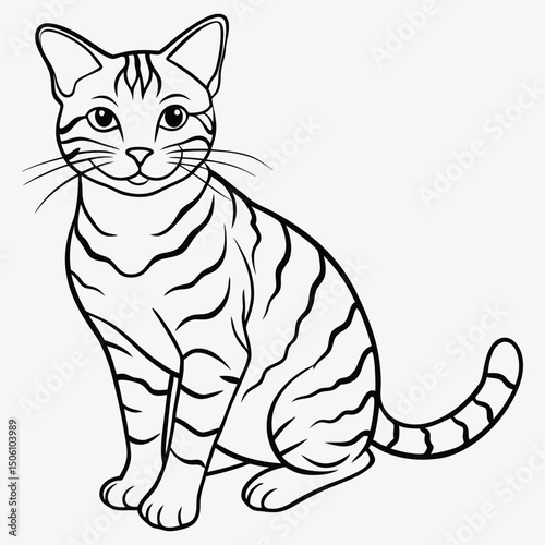 American Shorthair line art White background illustration Generative Ai