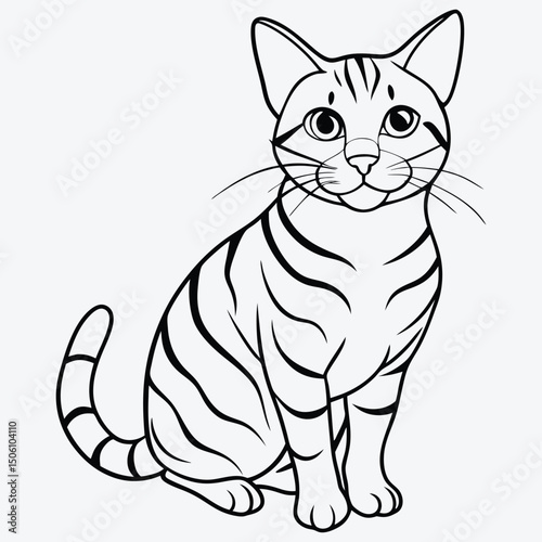 American Shorthair line art White background illustration Generative Ai