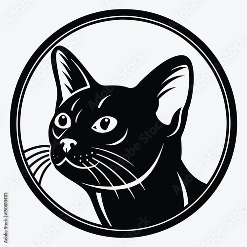 American Shorthair line art White background illustration Generative Ai