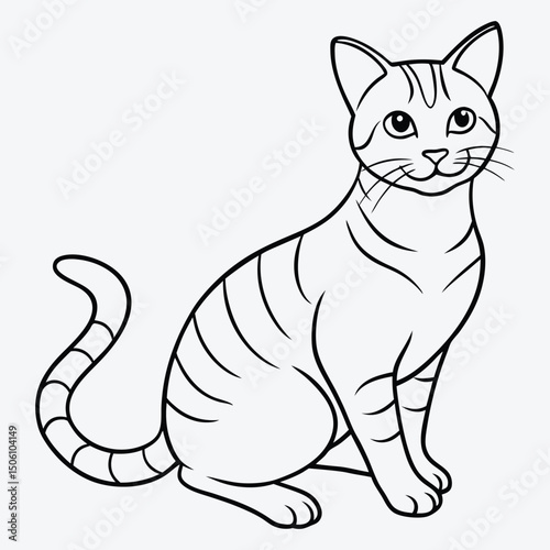 American Shorthair line art White background illustration Generative Ai