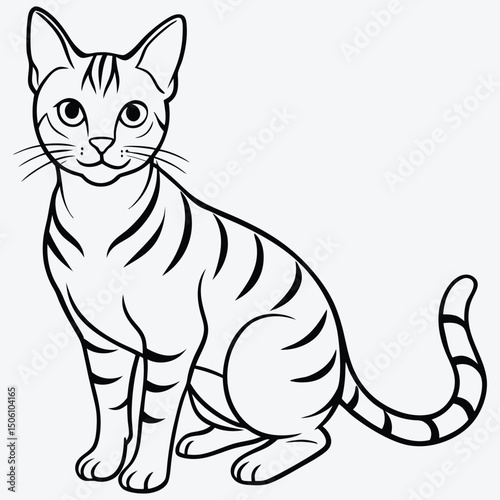 American Shorthair line art White background illustration Generative Ai