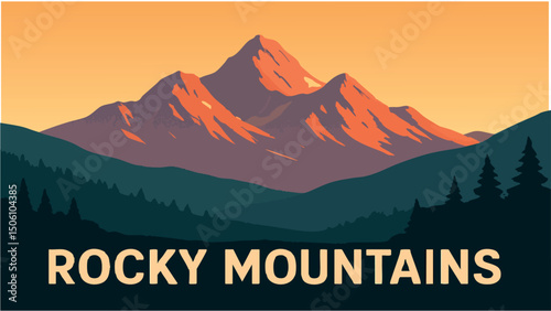 Rocky Mountains at Dawn Scenic View.eps