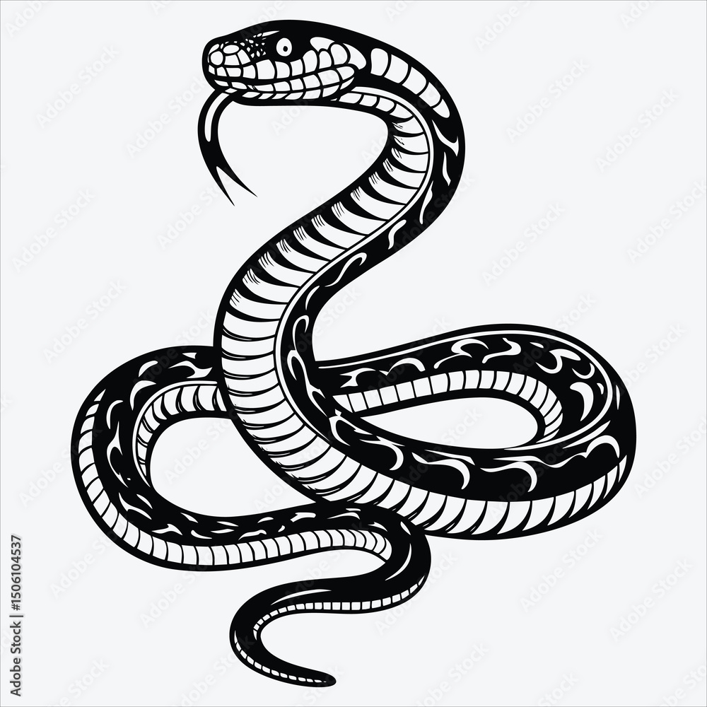 Obraz premium Anaconda line art White background illustration Generative Ai