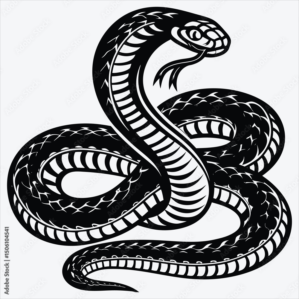 Fototapeta premium Anaconda line art White background illustration Generative Ai