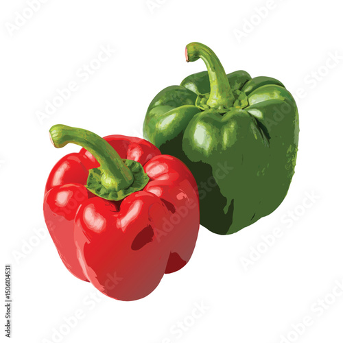 Fresh colorful bell peppers with red green yellow and orange varieties isolated on white background