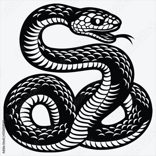 Anaconda line art White background illustration Generative Ai