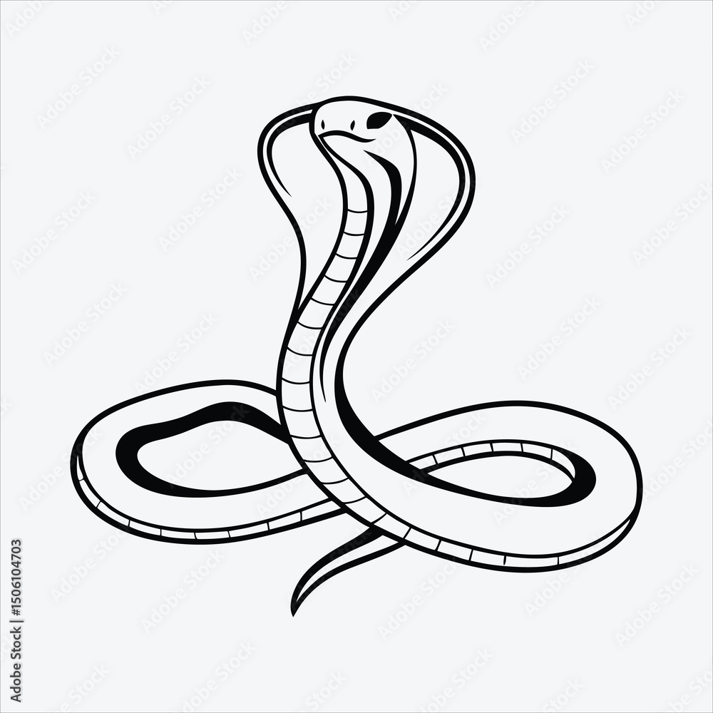Naklejka premium Anaconda line art White background illustration Generative Ai