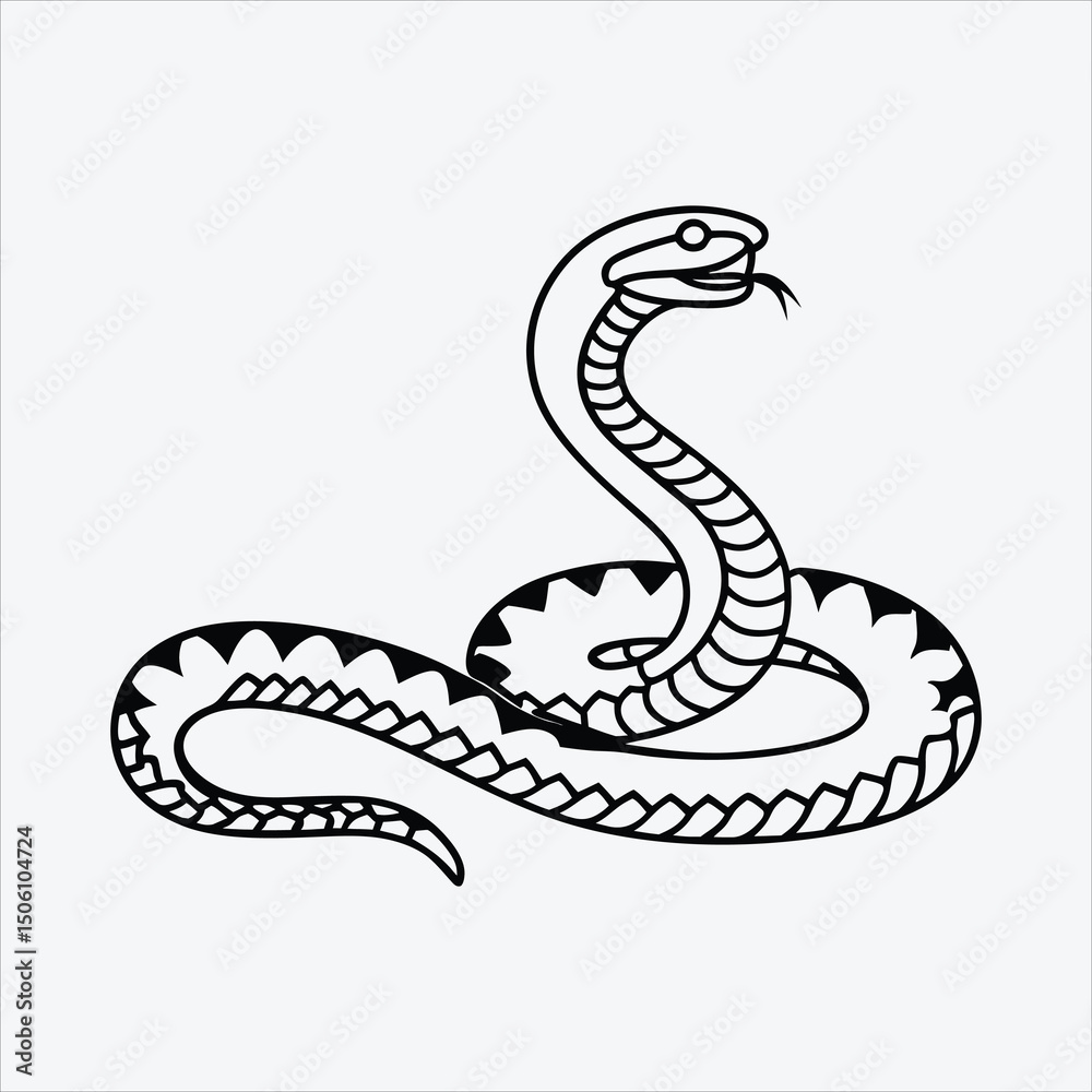 Fototapeta premium Anaconda line art White background illustration Generative Ai