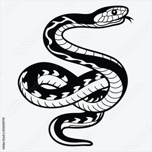 Anaconda line art White background illustration Generative Ai