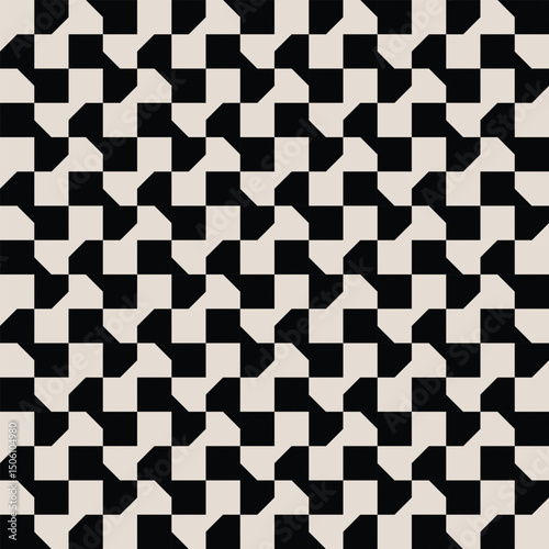 Mid century modern geometric pattern in black and white. Repeated and decorative design that can be used for packaging, decorating, interior design, wallpapers, and more.