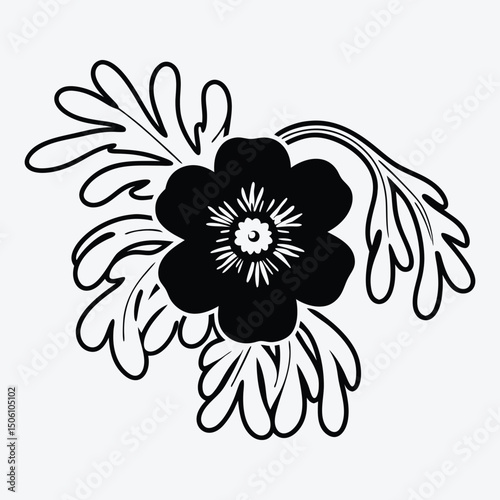 Anemone line art White background illustration Generative Ai