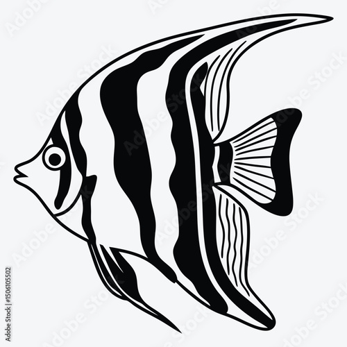 Angelfish line art White background illustration Generative Ai