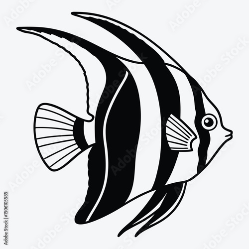 Angelfish line art White background illustration Generative Ai