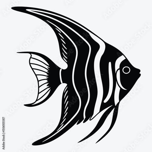Angelfish line art White background illustration Generative Ai