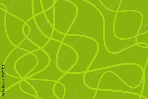 Complex green abstract design with intertwined lines creating an artistic pattern suitable for backgrounds
