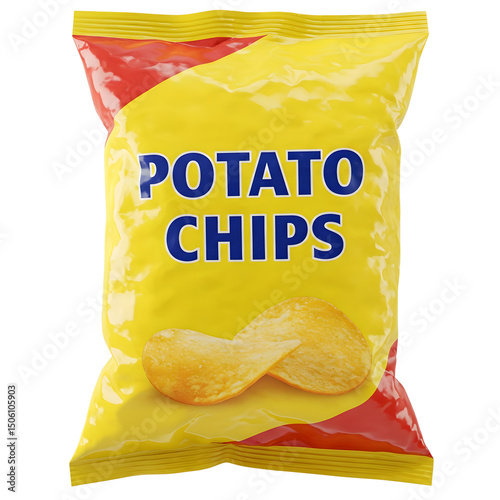 Bag of Potato Chips on Transparent Background