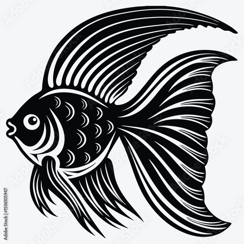 Angelfish line art White background illustration Generative Ai