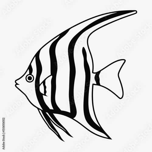 Angelfish line art White background illustration Generative Ai
