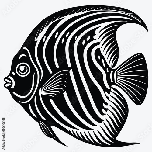Angelfish line art White background illustration Generative Ai