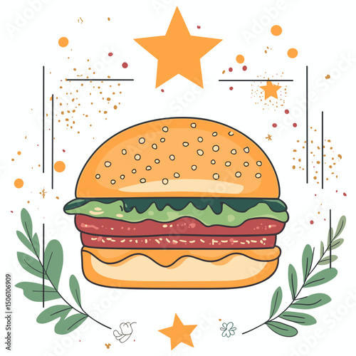 Delicious cheeseburger with fries on white background