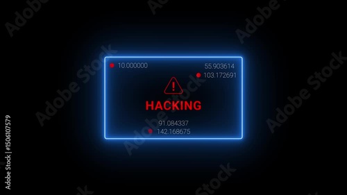 Warning hack security breach computer hacking warning message hacked alert. Motion graphics animation. System hacked security breach computer hacking warning message hacked alert Business server show.