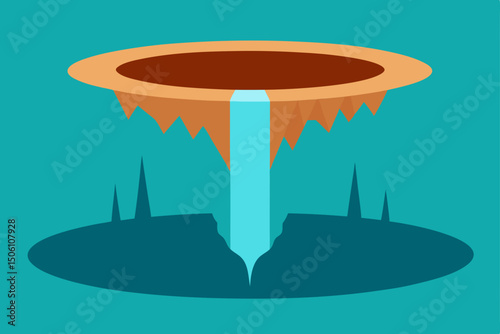 Vector illustration of an old ship in the sea with a round wooden table and chairs, a perfect bar icon